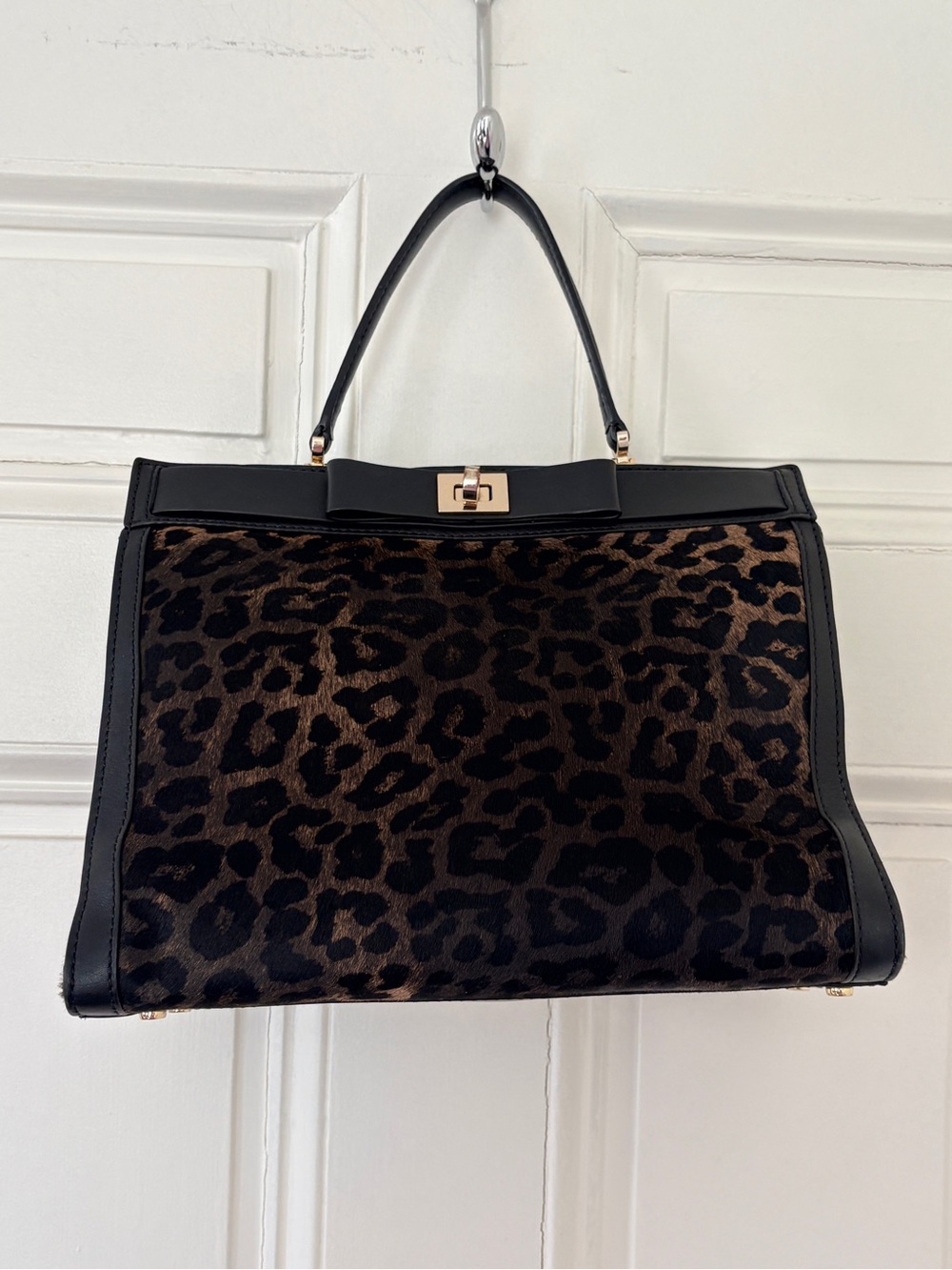 Kate Spade Brown Leopard Print Top Handle 3-Pocket Bag. Rare find! Elegant/ fun. - Picture 5 of 7